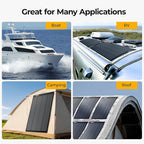 BougeRV Upgrade Arch 200W N-Type Fiberglass Flexible Solar Panel, 24 Volts 16BB Mono Cell 25% High-Efficiency, 270° Lightweight Compact for RV Boat Marine Camping Home Curve Surface Black
