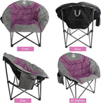 Northroad Folding Compact Camping Moon Chair, Outdoor Padded Saucer Round Chair w/Cup Holder Supports up to 300 lbs for Beach Hiking Fishing Picnic Lawn,Purple&Grey