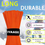VVAAGG 1000 Orange Paracord 50FT Utility Parachute Cord 4mm Nylon String12 Strand Nylon Camping Rope, Tent Rope, Clothsline Rope for Survival & Camping Gear (Orange, 50FT)