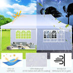 COBIZI 10x20 Pop Up Canopy with 6 Sidewall, Commercial Canopy UPF 50+ Waterproof Outdoor Gazebo with Carry Bag, Tents for Parties with Upgrade Frame, 3 Height Adjustable, White