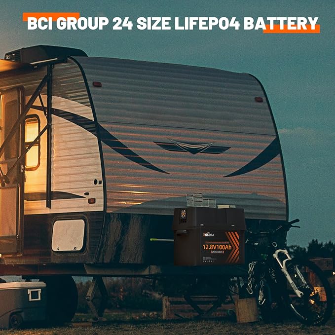12V 100Ah BCI Group 24 LiFePO4 Battery, Built in 100A BMS, Max. 15000 Deep Cycle Lithium Rechargeable Battery for RV, Trolling Motor, Camping, Marine, Solar, Home Energy Storage