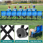 1MORE Portable Folding Bench, Foldable Sideline Bench for Team, 8 Seats Outdoor Camping Chair with Carry Bag & Backrest, Team Sport Sideline Bench for Football,Soccer, Fishing. Blue