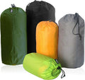 Frelaxy Stuff Sack Set 5-Pack (3L&5L&9L&15L&20L), Ultralight Ditty Bags with Dust Flap for Traveling Hiking Backpacking (Neon Green&Orange&Gray&Army Green&Black)