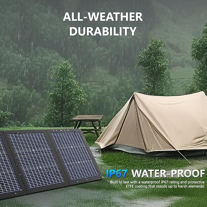 220W Foldable Solar Panel, Bifacial Monocrystalline, 25.9 Voc High Voltage, Waterproof, for Portable Power Station, Camping, RV, with Kickstand and Carrying Bag