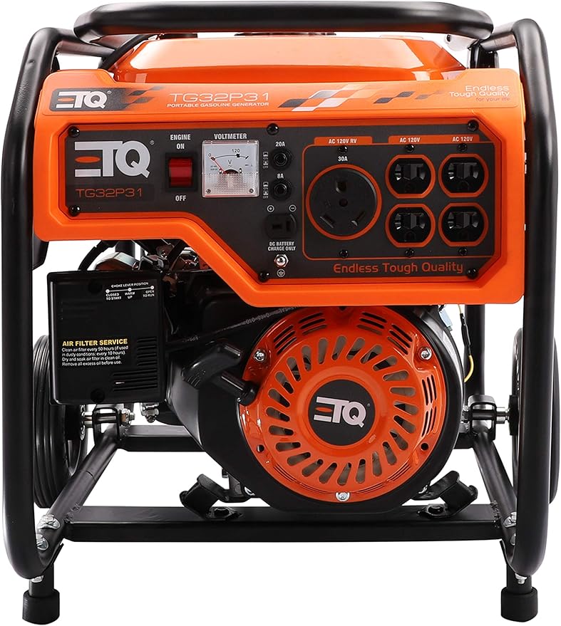 ETQ-13 Tough Quality 3600-Watt Gas Powered Generator, Extremely Quiet- CARB Compliant