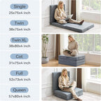 BDEUS Tri-Fold 4" Memory Foam Mattress Full Size Portable Bed, Foldable Floor Mat for Adults & Kids, Washable CertiPUR-US Certified Cover, Lightweight for Travel/Camping/Yoga