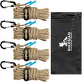 HIKEMAN Reflective Tent Rope Guyline - 4M Camping Guide Ropes,4mm Tent Guy Ropes Cord with Aluminum Tensioners Adjuster for Outdoor Camping Hiking Caravan Awning Tents (Coffee, 4mm)