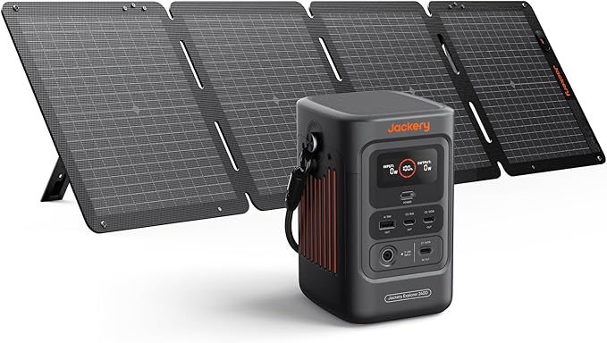 Jackery Explorer 240D Power Bank, 256Wh LiFePO4 Battery Portable Power Station, 200W DC Output with 40Wmini Solar Panel
