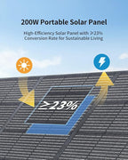 200W Portable Solar Panel with Kickstand, Foldable & Durable, 23.5% High Efficiency, Waterproof IP68 for Power Station Off Grid Outdoor Adventures Camping RV Road Trip Home (200W Solar Pannel)