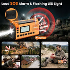 Emergency Weather Radio - AM/FM/NOAA Hand Crank Radio with 15W Fast Charge, 40000mAh Portable Solar Power Bank, Multi-Function Flashlight & SOS Alarm for Outdoor Indoor Emergencies (Orange)