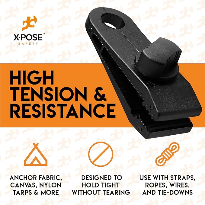 Xpose Safety 25 Pack Heavy Duty Reusable Tarp Clips - Use with Canopy Tent, Awning, Camping, Boat Cover, Car Cover, Swimming Pool or Sun Shade - by Xpose Safety