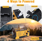 Emergency Crank Weather Radio: AM/FM/NOAA Weather Radio with 3 Built-in Cable - Hand Crank Radio with 2000mAh, Solar Charge, Hand Crank & Battery Operated, SOS Alarm, Flashlight for Outdoor Emergency