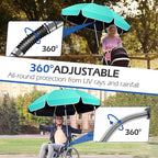 48.8 inch Large Beach Umbrella with Clamp Sun Shade for Beach Chair, 360°Adjustable UV Protection Golf Umbrella with Clip for Outdoor Patio Stroller Wheelchair