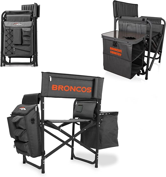 Picnic TIME NFL Unisex-Adult NFL Fusion Camping Chair with Side Table and Soft Cooler, Beach Chair for Adults, Lawn Chair