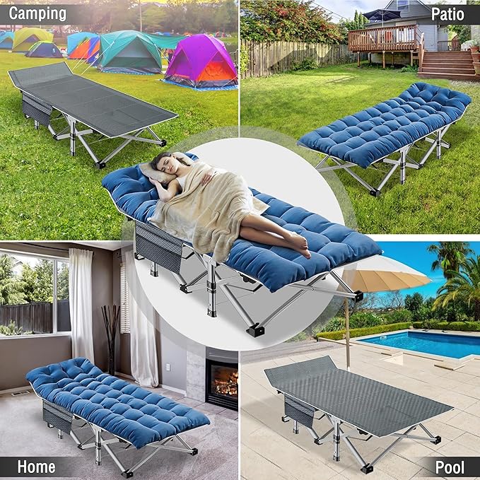 ABORON Heavy-Duty Folding Guest Bed for Adults, 500lb Capacity, Portable Extra Cot with 1229D Double Layer, Ideal for Indoor Guest Stays & Temporary Home Use