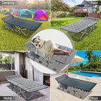 ABORON Folding Camping Cot W/Mat for Adults, Heavy Duty Outdoor Bed with Carry Bag,1200 D Layer Oxford Travel Camp Cots
