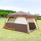 KTT Extra Large Tent 10-12-14 Person(B),Family Cabin Tents,2 Rooms,3 Doors and 3 Windows with Mesh,Straight Wall,Waterproof,Double Layer,Big Tent for Outdoor,Picnic,Camping,Family Gathering