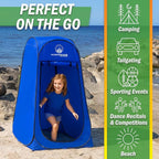 Wakeman Kid Size Pop Up Changing Tent, 3 x 3 x 5.2ft, Mini Camping Shower Tent, Portable Toilet Stall, or Dressing Room for Beach, Dance Recitals, or Sports with Carry Bag, Polyester, Blue