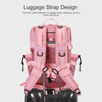 LHI Military Tactical Backpack for Men and Women 45L Army 3 Days Assault Pack Bag Large Rucksack with Shoe Compartment - Pink