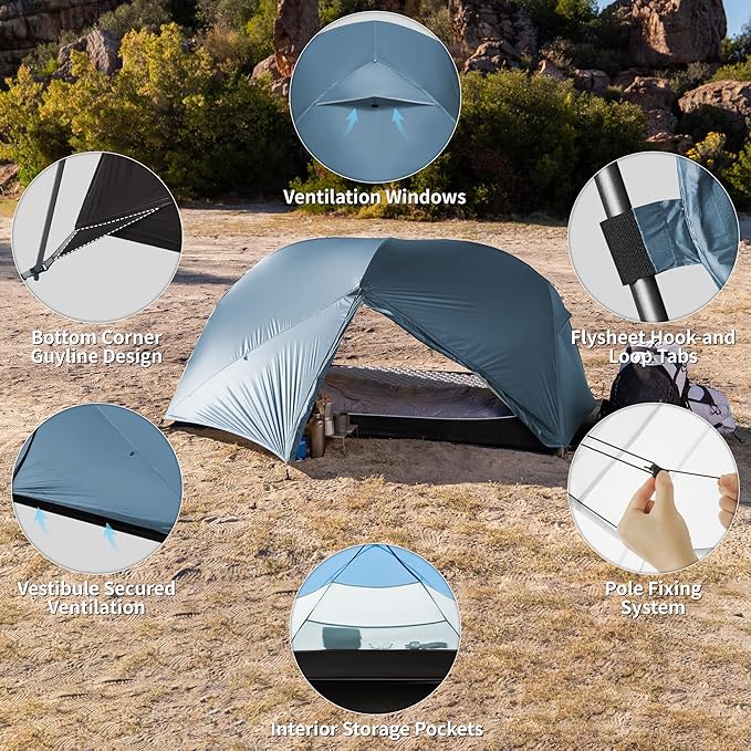 Naturehike Mongar Base 2-3 Person Camping Tent, Lightweight Waterproof Backpacking Tent with Footprint