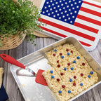 NESCO American Flag Cake Pan Bundle, USA Made, 2 Lids, Aluminum Baking Pan for Patriotic Holidays, Family Gatherings, Events, Roasting, Broiling, Camping, BBQs, and 4th of July Celebrations