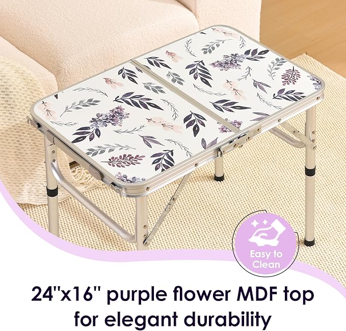 Folding TV Trays Foldable Dinner Tray Table Adjustable Height Food Snack Eating Couch Side Table Study Aluminum Portable Sofa Tray End Table for Outdoor Indoor Camp Pinic Bed Couch Living Room