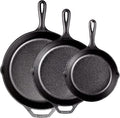 Lodge Seasoned Cast Iron Skillet Set - PFAS-Free, Non-Toxic Cookware - Use with an Oven, Stove, Grill, or Campfire - Naturally Non-Stick & Oven Safe - 8, 10.25 & 12 Inches