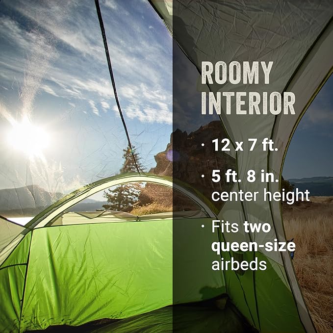Coleman Montana 8-Person Camping Tent with Rainfly, Weatherproof Family Tent Sets Up in 15 Mins, Fits Multiple Airbeds