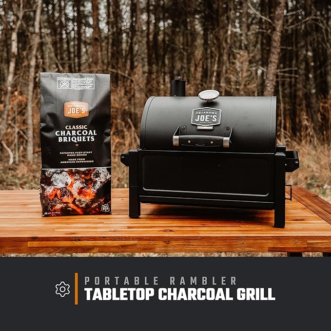 Oklahoma Joe's Rambler Portable Charcoal Grill with 218 sq. in. Cooking Area, Portable Grill, Black