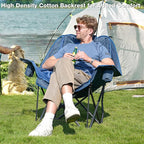 2 Pack Oversized Camping Chair, Portable Folding Padded Camp Chairs with Side Pocket, Cup Holder, Heavy Duty Support 500LBS Outdoor Lounge Chair for Adults, Fishing, Sports, Navy Blue