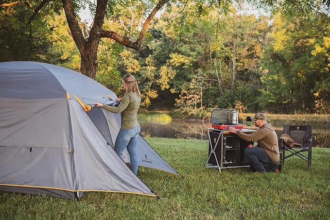 Browning Camping Glacier 4-Person Tent, Free-Standing Cabin Style with Full Coverage Fly