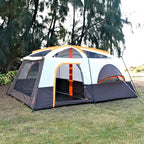 KTT Extra Large Tent 10-12-14 Person(Style-B),Family Cabin Tents,2 Rooms,3 Doors and 3 Windows with Mesh,Straight Wall,Waterproof,Double Layer,Big Tent for Outdoor,Picnic,Camping,Family Gathering