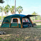 KTT Extra Large Tent 10-12-14 Person(B),Family Cabin Tents,2 Rooms,3 Doors and 3 Windows with Mesh,Straight Wall,Waterproof,Double Layer,Big Tent for Outdoor,Picnic,Camping,Family Gathering