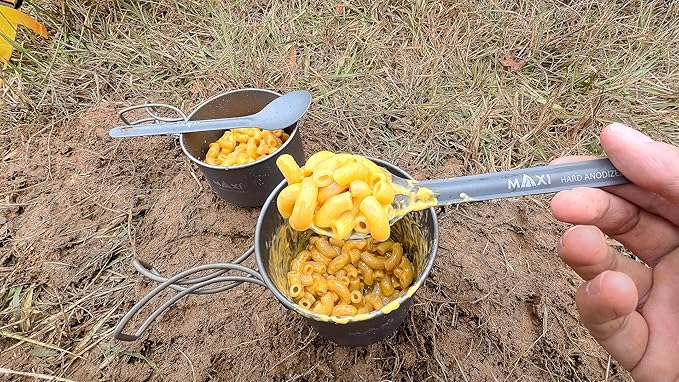 Maxi Titanium 750ml Pot and 420ml Bowl Combo Set, Grade 1 Titanium Stackable Camping Cookware, Ultralight Backpacking Pot Set