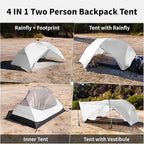 Naturehike Mongar Pro 1/2/3 Person Backpacking Tent,Waterproof Nylon Easy Setup Lightweight Camping Tent