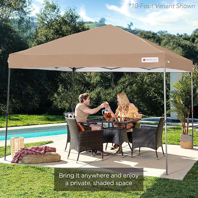 Best Choice Products 8x8ft Pop Up Canopy Tent, Outdoor Shade, 1 Person 1 Minute Set Up, Carry Case, 4 Weight Bags - Tan