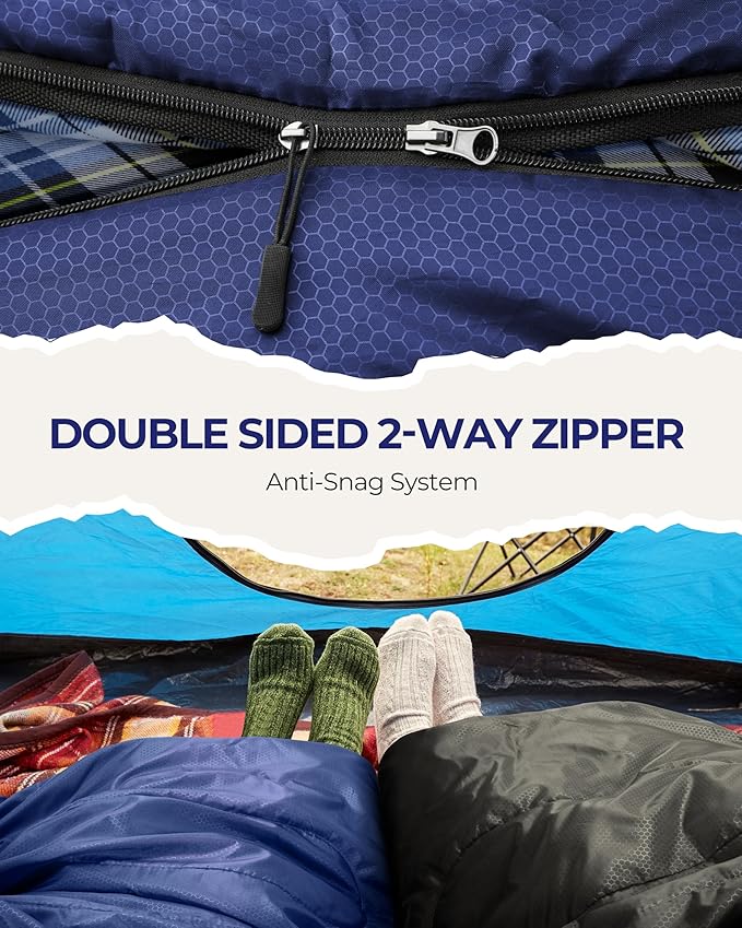 Sportneer Sleeping Bags for Adults, 0 Degree Sleeping Bag XL Flannel Winter Cold Weather Sleeping Bag with Detachable Hood Compression Sack for Camping, Backpacking, Hiking