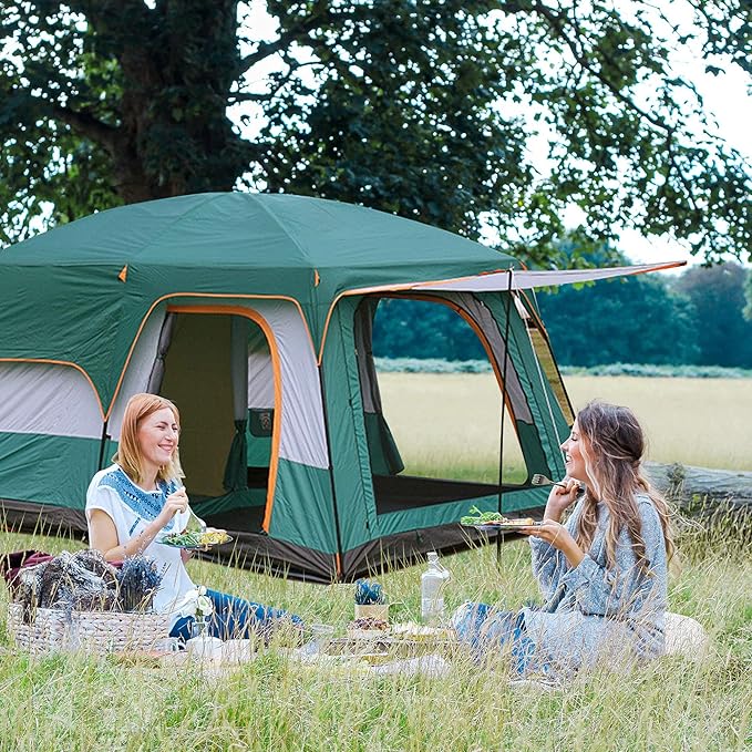 GeRRiT 5-12 Person Outdoor Camping Tent with Porch Portable Cabana Tent Large Family Tent Dome Tent Bell Tent for Outdoor Camping Hiking Fishing Easy Set Up