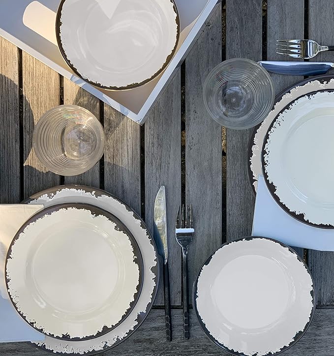 Fox Run Melamine Dinnerware Set Ivory, 10"