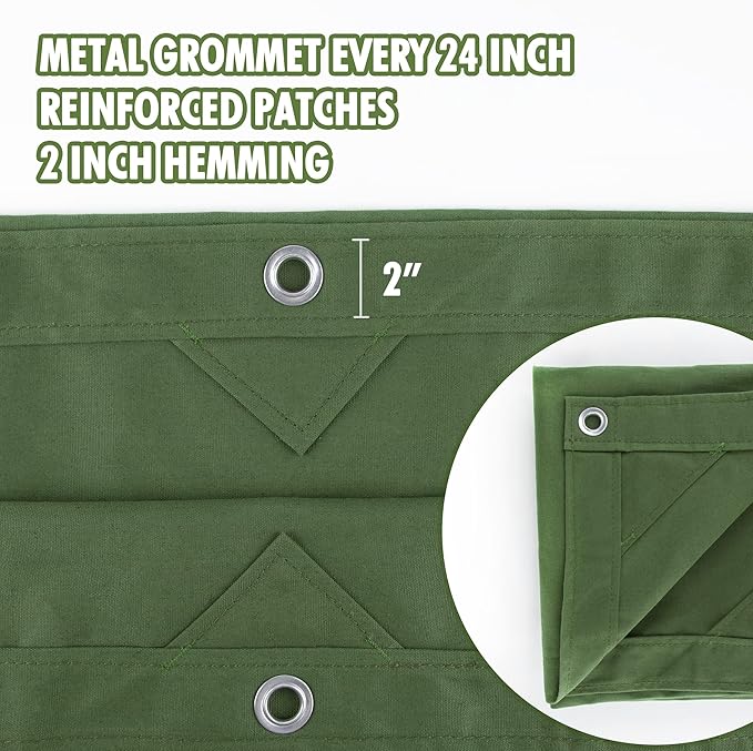 CARTMAN Finished Size 6x8 Feet Canvas Tarp with Rustproof Grommets, Heavy Duty Multipurpose Tarpaulin Cover for Canopy Tent, Roof, Camping, Woodpile