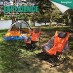 SUNNYFEEL Oversized Heated Rocking Camping Chair 2 Pack, Fully Padded Patio Chair with Side Pocket, High Back Portable Lawn Recliner with Carry Bag, Outdoor Rocker Chair for Adults Heavy Duty 500 LBS