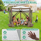 COBIZI 10x10 FT Pop up Gazebo, Popup Canopy Tent,Screened in Gazebos with sidewalls,Waterproof Portable Outdoor Small Screen Tents Sun Shelter,carpas para Patio for Camping,Garden,Backyard,Brown