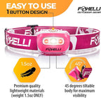 Foxelli LED Headlamp Flashlight for Adults & Kids, Running, Camping, Hiking Head Lamp with White & Red Light, Comfortable Headband, Lightweight & Waterproof, 3 AAA Batteries