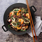 Cast Iron Wok-14” Pre-Seasoned, Flat Bottom Cookware with Handles-Compatible with Stovetop, Oven, Induction, Grill, or Campfire by Classic Cuisine, (82-KIT1088)
