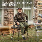 EVER ADVANCED Portable 30.7" Seat Height Tall Folding Camping Chair Directors Chair High Foldable Bar Stool with Side Table for Makeup Artist, Sports Event, Craft Show, Supports 350LBS