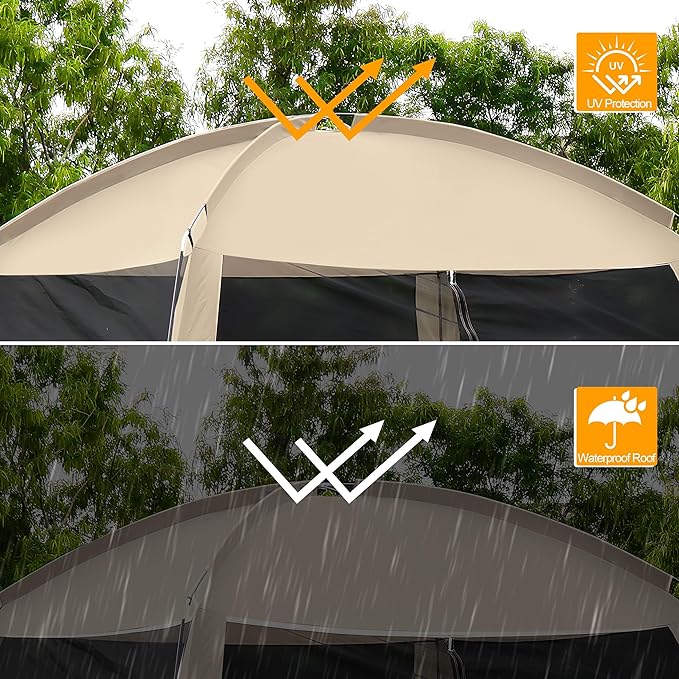 12'x12' Camping Screen Tent - Portable Screen Canopy 8-10 Person&Instant UV Resistant Sun Shelter,Easy to Set Up&Mosquito Net Tent&Waterproof,Suitable for Family Camping Trip,Backyard,Picnic