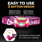 Foxelli USB-C Rechargeable LED Headlamp – Super Bright, Lightweight Head Lamp for Running, Camping, Hiking & Work – Comfortable Fit for Adults & Kids