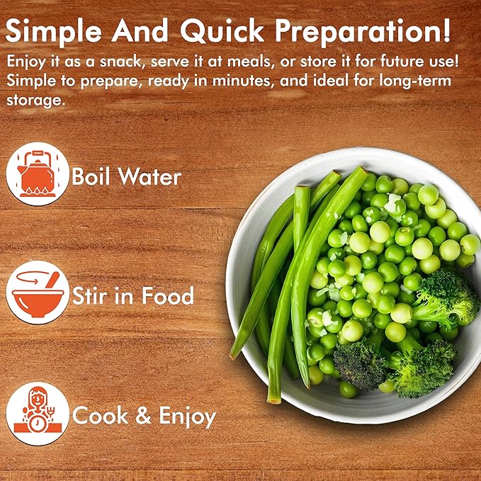 Numanna Mega Emergency Freeze-Dried 6 Vegetables Buckets 600 Servings Contains Peas, Green Beans & Broccoli | Non-GMO, No Preservatives, No MSG Camping & Emergency Survival Food 25 Years Shelf Life