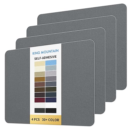 KING MOUNTAIN Canvas Repair Patch 9 x11 Inch 4 Pcs Self-Adhesive Waterproof Fabric Patch for Sofas, Tents, Furniture,Tote Bags, Car Seats (Charcoal Grey)