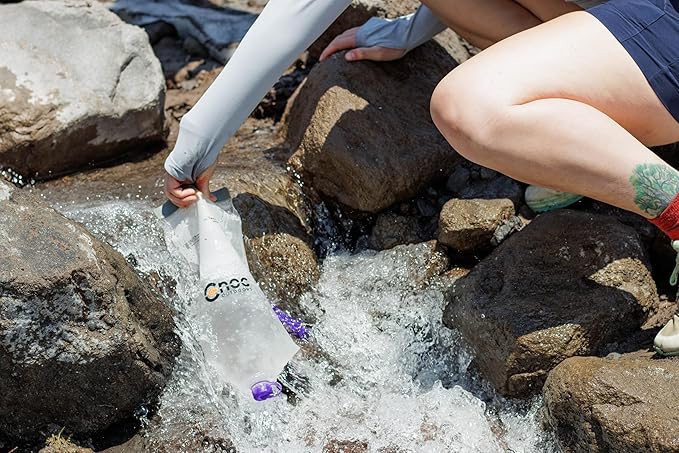 VectoX Extra Durable Water Collection and Filtration Bag 2L Purple - 28mm Neck Compatible with Popular Filters - Wide Opening for Water Collection - Lightweight and Compact - Tethered Cap and Slider